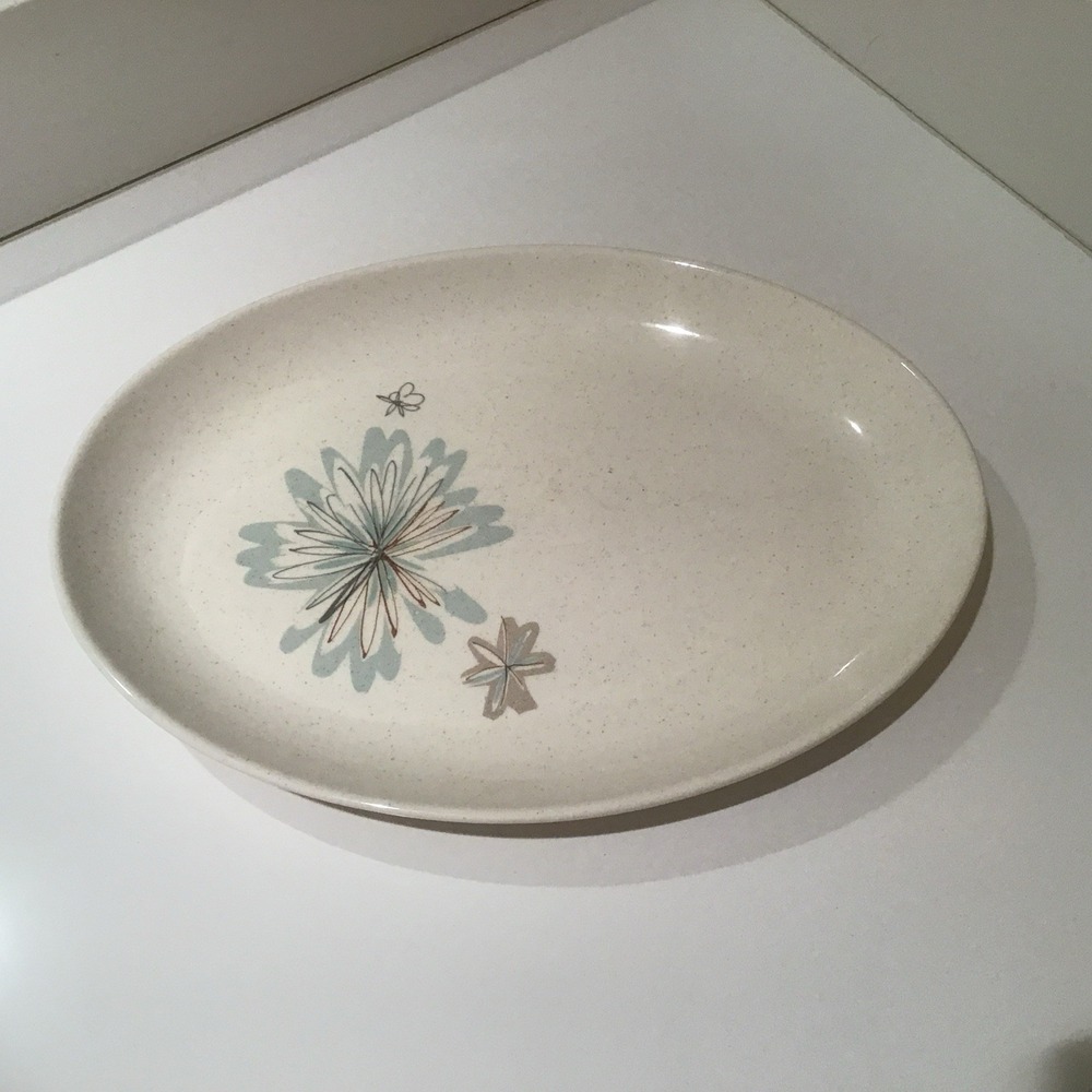 VTG VernonWare Young In Heart Oval Serving Platter 10.75"x 8" 50s MCM Starburst
